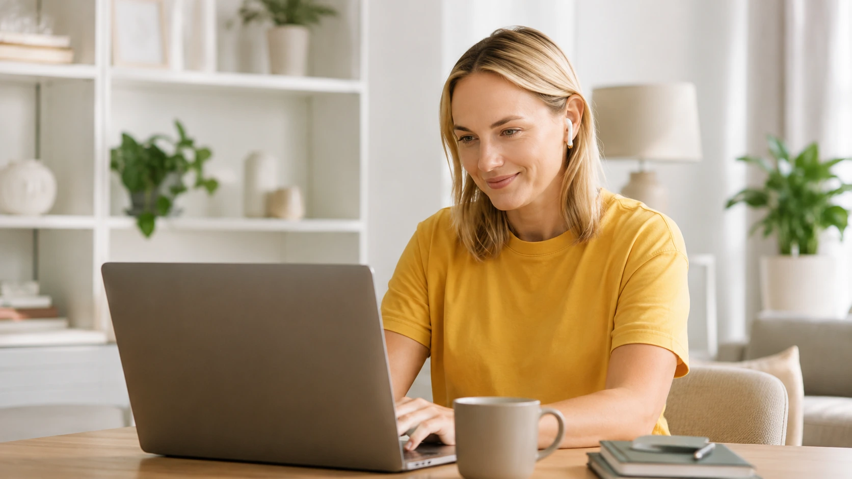 Kobieta przy laptopie obliczająca składkę ubezpieczenia podróży online
